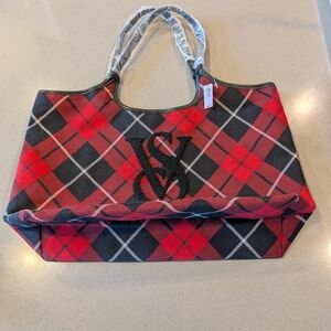 Victoria's Secret Red and Black Plaid Tote Bag